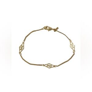 Monet Dainty Gold Tone Filigree Station Bracelet 7”